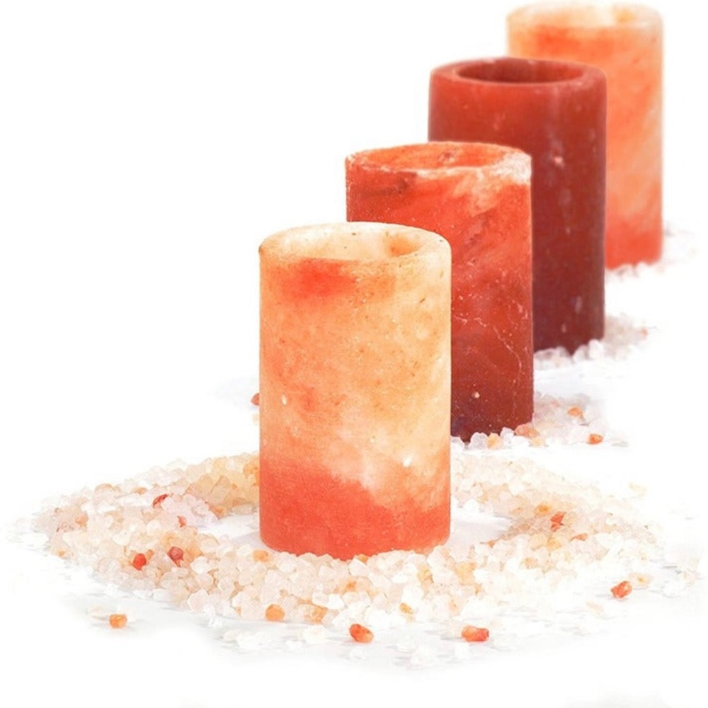 Set of 4 Pink Himalayan Salt Tequila Shot Glasses: Natural, Hand Carved, Barware